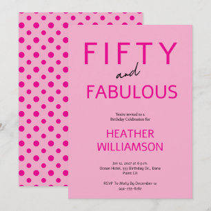 Minimal Fifty and Fabulous 50. Geburtstag  Einladung