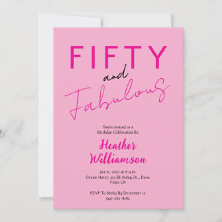 Minimal Fifty and Fabulous 50. Geburtstag  Einladung