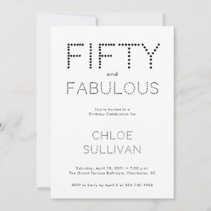 Minimal Fifty and Fabulous 50. Geburtstagsfeier Einladung