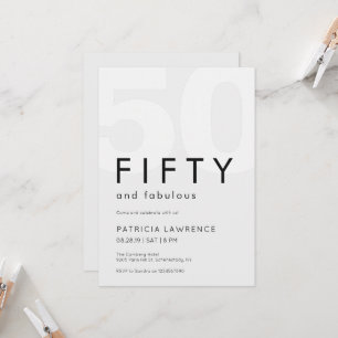 Minimal Fifty and Fabulous 50. Geburtstagsfeier Einladung
