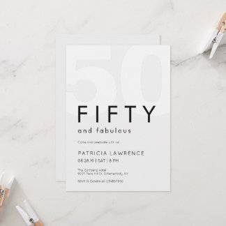 Minimal Fifty and Fabulous 50. Geburtstagsfeier Einladung