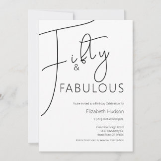 Minimal Fifty and Fabulous 50. Geburtstagsfeier Einladung