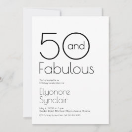 Minimal Fifty and Fabulous 50th Birthday Party Einladung