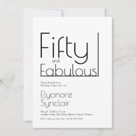 Minimal Fifty and Fabulous 50th Birthday Party Einladung