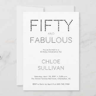 Minimal Fifty and Fabulous 50th Birthday Party Einladung
