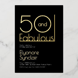 Minimal Fifty and Fabulous 50th Birthday Party Folieneinladung