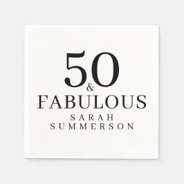 Minimal Fifty and Fabulous 50th Birthday Party Serviette