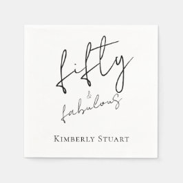 Minimal Fifty and Fabulous 50th Script Birthday Serviette