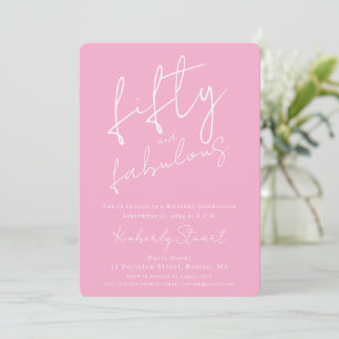 Minimal Fifty & Fabulous 50. Geburtstag Skript Ros Einladung