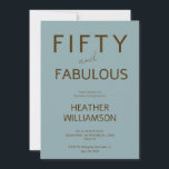 Minimal Fifty und Fabulous 50. Geburtstag Einladung<br><div class="desc">Eine schöne,  minimalistische blaue und braune moderne Einladung zum 50. Geburtstag,  die Sie personalisieren und für Ihre Geburtstagsfeier verschicken können. Die Worte "Fünfzig und Fabelhaft" sind in beliebter Typografie gesetzt. Die Textfarben können über das Bearbeitungsmenü geändert werden.</div>