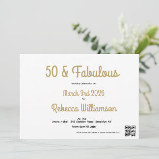 Minimal Fifty und Fabulous 50. Geburtstag  Einladung