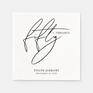 Minimal Fifty und Fabulous 50. Geburtstagsfeier Serviette