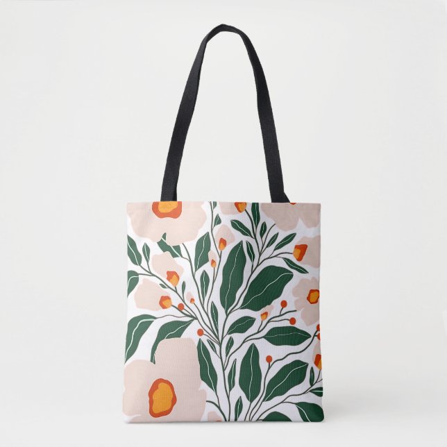 Minimal Floral Botanical Pattern Tote Bag Tasche (Vorderseite)