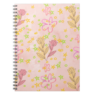 Minimal Floral Doodle Pattern –Pastel Pink pattern Notizblock