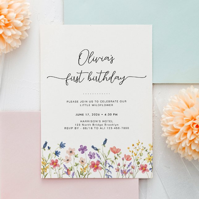 Minimal Floral First Birthday Invitation (Créateur téléchargé)