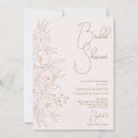 Minimal Floral Line Art Bridal Shower Invitation