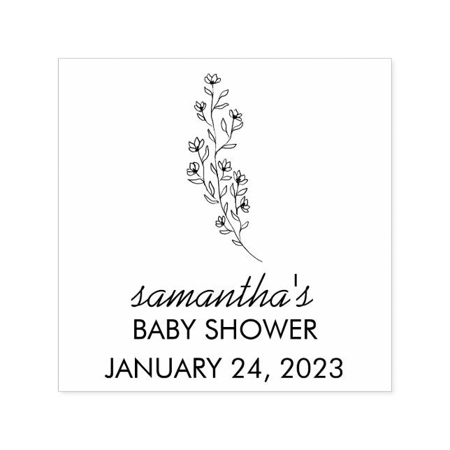 Minimal Floral Script Baby Shower Invitation Desig Permastempel (Design)