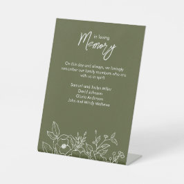 Minimal florale botanische Moos grün in Memoriam Sockelschild