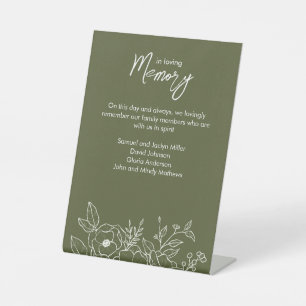Minimal florale botanische Moos grün in Memoriam Sockelschild