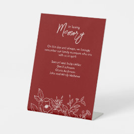 Minimal florale botanische Ruby rot in Memoriam Sockelschild