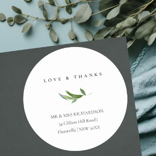 Minimal Foliage Greenerity Address Liebe & Danke Runder Aufkleber