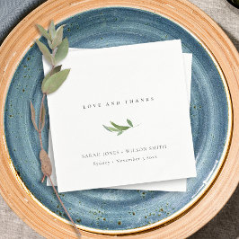 Minimal Foliage Greenerity Wedding Vielen Dank Serviette