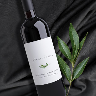 Minimal Foliage Greenerity Wedding Vielen Dank Weinetikett