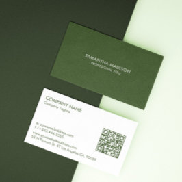 Minimal Forest Green Tones Linen Burlap Fabric  Visitenkarte