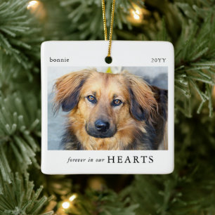 Minimal Forever in unseren Herzen Hund Foto Andenk Keramikornament