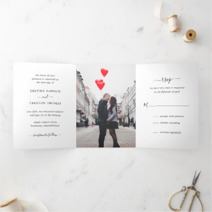 Minimal Foto Classic Elegante Hochzeit Dreifach Gefaltete Einladung