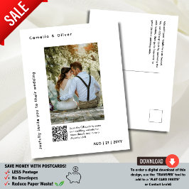 MINIMAL-Foto Save the Date QR-CODE-Kosten Rettend Postkarte