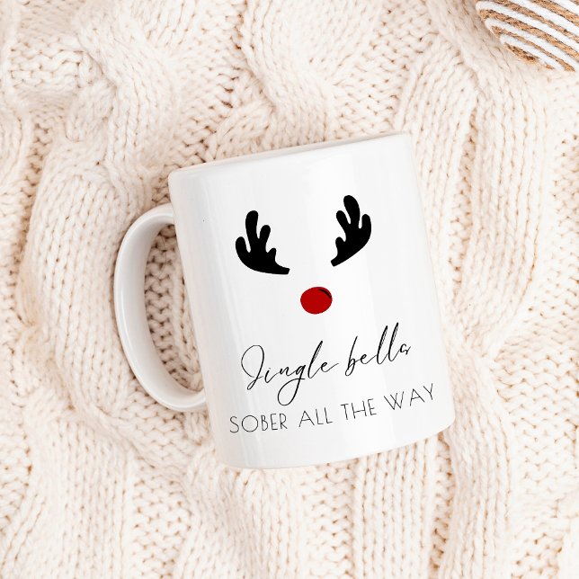 Minimal frohe Weihnachten, nüchtern Support Xmas Kaffeetasse (Sobriety christmas mug: jingle bells sober all the way)