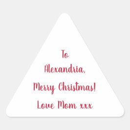 Minimal frohe Weihnachten von Mama Rot und Weiß Dreieckiger Aufkleber