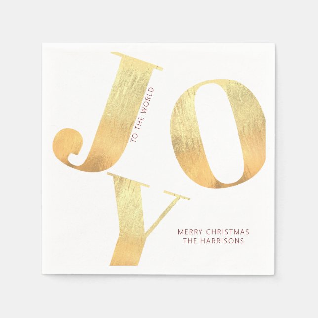 Minimal frohe Weihnachtsfreude an der Welt Gold Fo Serviette (Vorderseite)