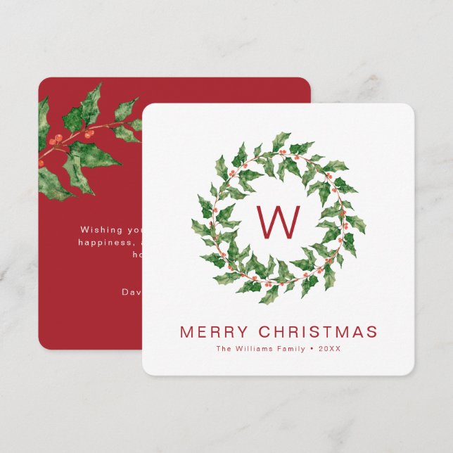 Minimal frohe Weihnachtsgrün Wreath Holiday (Vorne/Hinten)