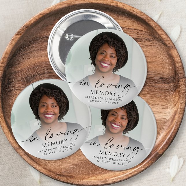 Minimal Funeral Photo In Loving Memory Memorial Button (Von Creator hochgeladen)