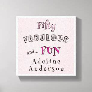 Minimal Fünfzig Fabelhafte Pinke Typografie 50. Ge Leinwanddruck