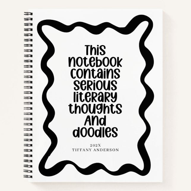 Minimal Funny Book Club Personalized Name Year Notizbuch (Vorderseite)