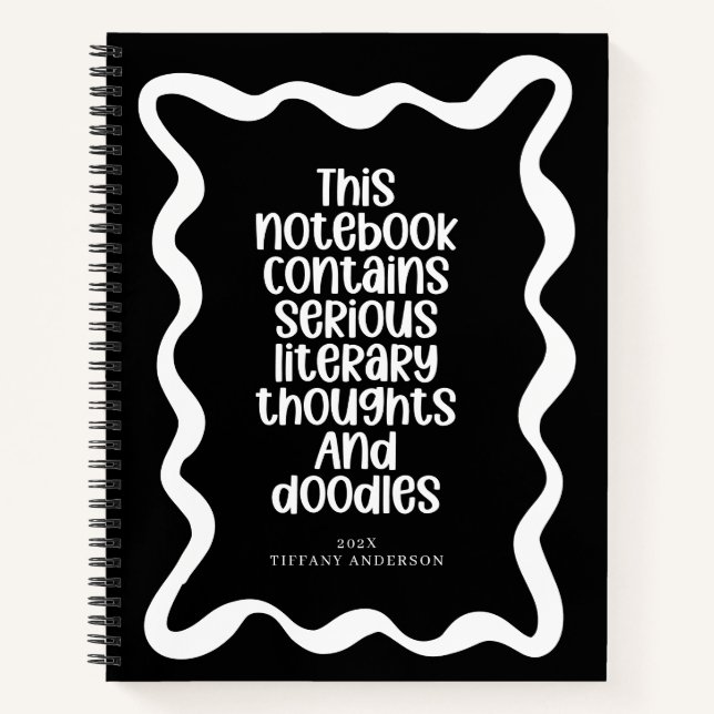 Minimal Funny Book Club Personalized Name Year Notizbuch (Vorderseite)