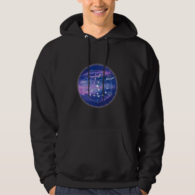 Minimal Galaxy Moon Design | Cosmic Aesthetic Art Hoodie (Vorderseite)