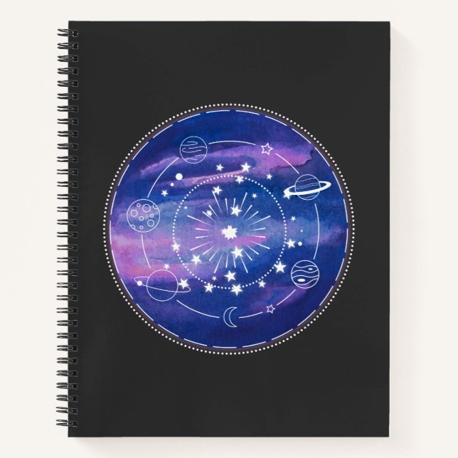 Minimal Galaxy Moon Design | Cosmic Aesthetic Art Notizbuch (Vorderseite)