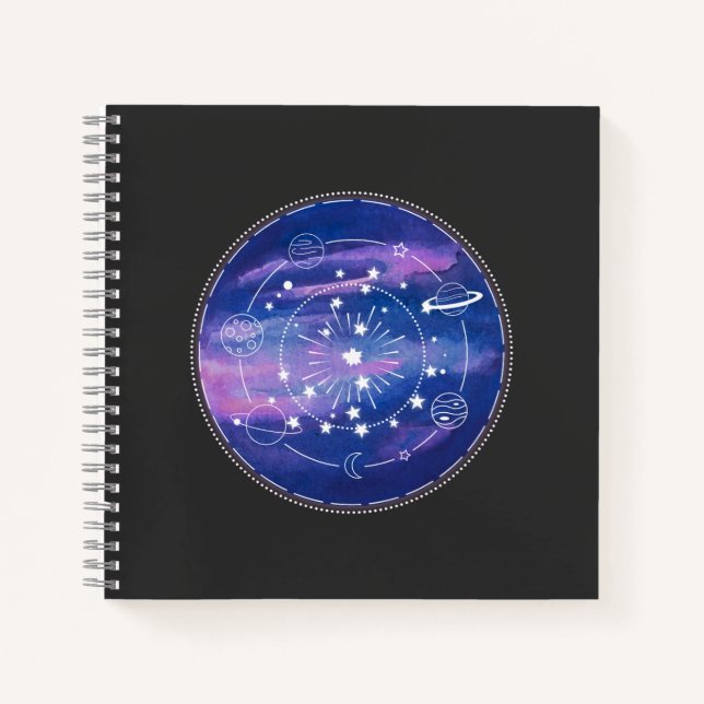 Minimal Galaxy Moon Design | Cosmic Aesthetic Art Notizbuch (Vorderseite)
