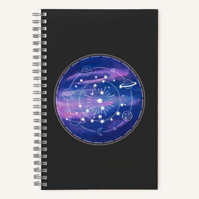 Minimal Galaxy Moon Design | Cosmic Aesthetic Art Notizbuch (Vorderseite)