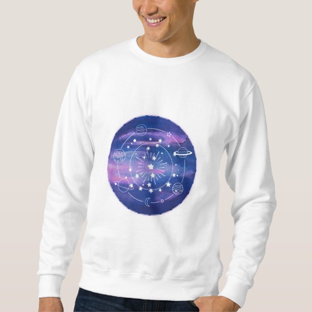 Minimal Galaxy Moon Design | Cosmic Aesthetic Art Sweatshirt (Vorderseite)
