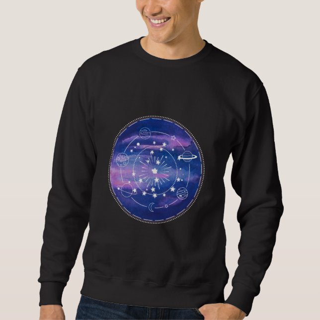 Minimal Galaxy Moon Design | Cosmic Aesthetic Art Sweatshirt (Vorderseite)