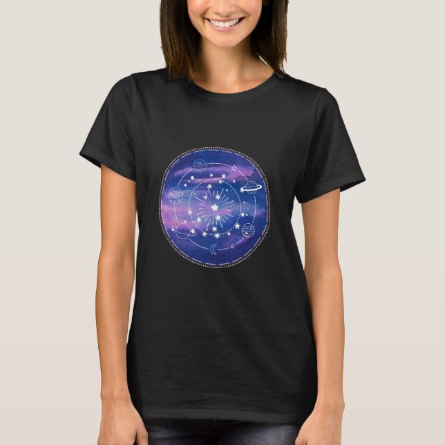 Minimal Galaxy Moon Design | Cosmic Aesthetic Art T-Shirt (Vorderseite)