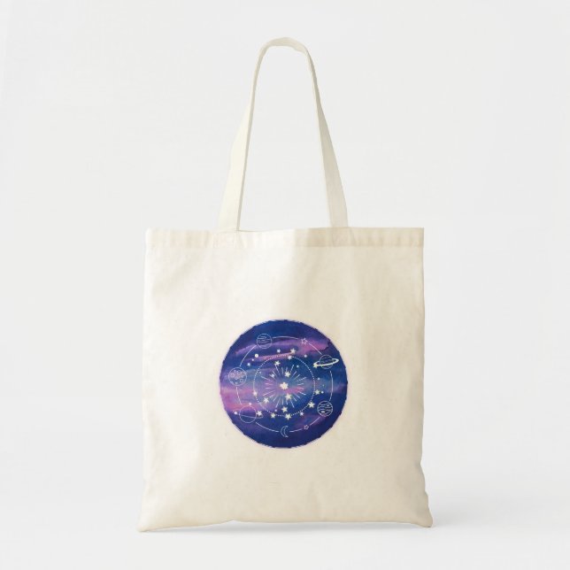 Minimal Galaxy Moon Design | Cosmic Aesthetic Art Tragetasche (Vorne)