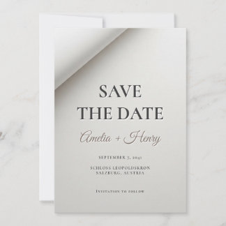 Minimal geklappte Shadow Modern Save the Date Card