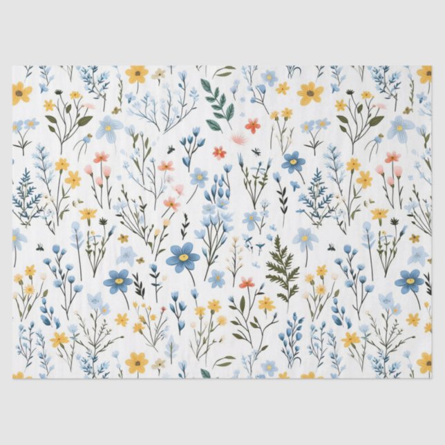 Minimal Gentle Colorful Garden Wildflowers Nursery Seidenpapier (Vorderseite)