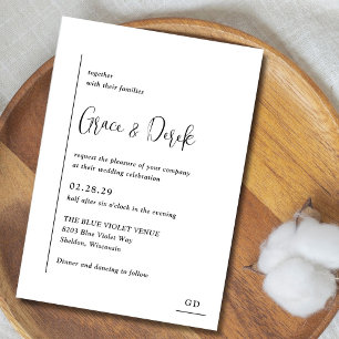 Minimal geometrische Schwarz-Weiß-Moderne Hochzeit Einladung